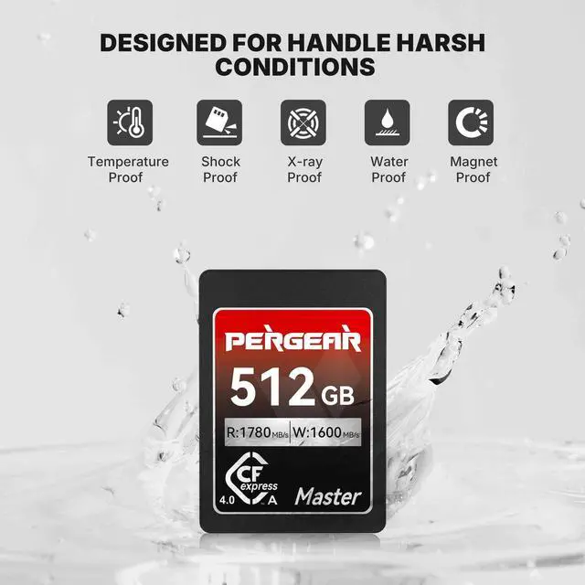 Alt view image 2 of 5 - Pergear 512GB CFexpress 4.0 Type A Memory Card,up to 1780MB/S Read Speeds,USB4.0(PCIe 4.0),for Raw,8K 30P Recording,Compatible for Sony Camera,ILME-FX3,ILME-FX6,ILME-FX30 (Black Silver Master Series)
