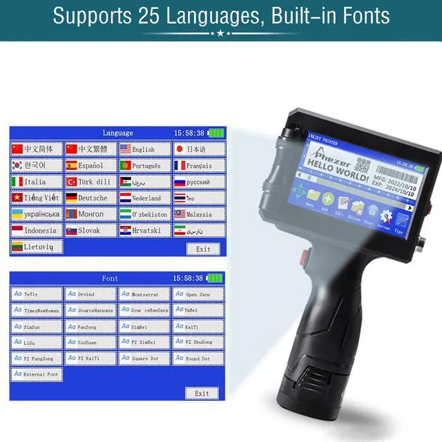 Alt view image 2 of 5 - Phezer Handheld Inkjet Printer Gun P15U with Quick-Drying Ink Cartridge, 0.5inch Portable Handheld Printer for Text/Barcode/Logo/QR/Counter/Number/Date (P15 Inkjet Printer with JS62 Cartridge)