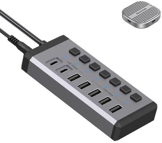 Main image of 36W Powered 7-Port USB 3.2 Hub Bundle with Magnetic NVMe Enclosure with Magsafe for iPhone 15 Pro Max
