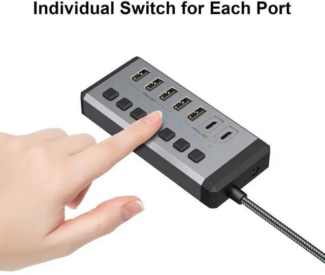 Alt view image 4 of 5 - 36W Powered 7-Port USB 3.2 Hub Bundle with Magnetic NVMe Enclosure with Magsafe for iPhone 15 Pro Max