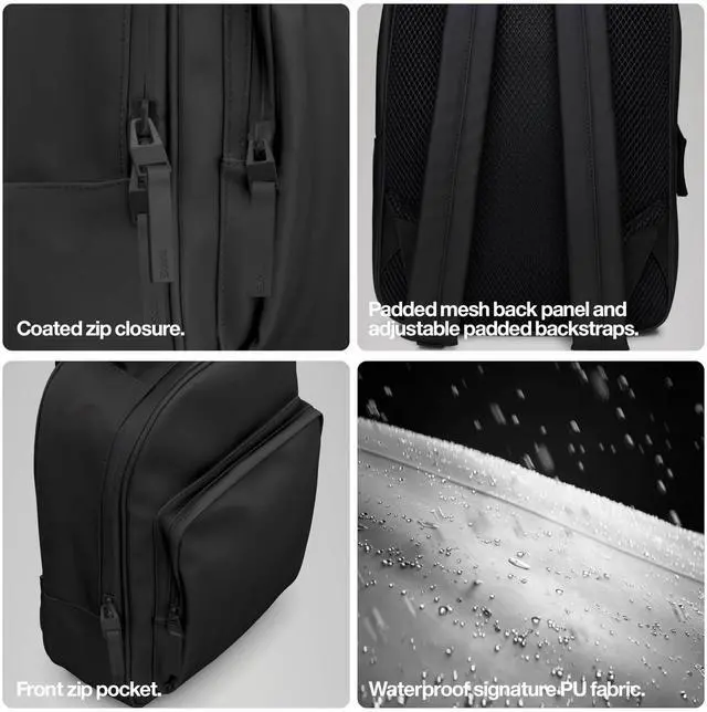 Alt view image 4 of 5 - RAINS Large Book Daypack, Backpack, Laptop Bag, Waterproof, 2 Year Warranty, Navy
