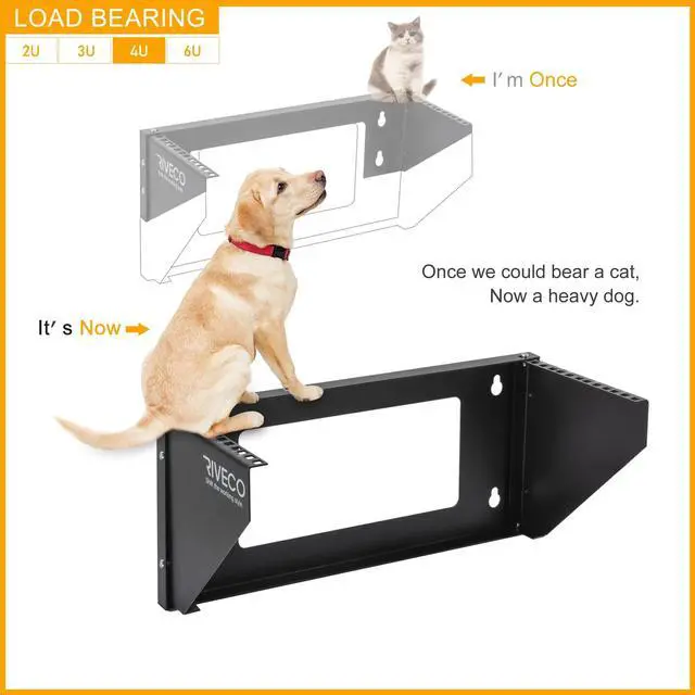 Alt view image 5 of 5 - RIVECO 4U Wall Mount Rack for Network. Reinforced Heavy Load 66-99 LBS Server Racks Vertical & Horizontal Mounting for 19 inches IT & Studio Equipment &1U Vented Panels 2PCS
