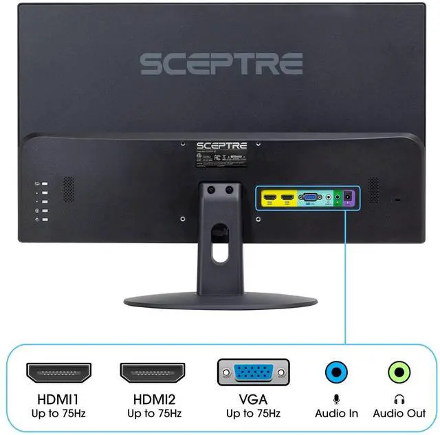 Alt view image 5 of 5 - Sceptre 24 Inch 75Hz 1080p LED Monitor with Build-in Speakers HDMI VGA Ports, New Black 2019 (E248W-1920)