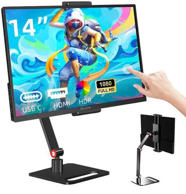 Main image of 14 Inch Touchscreen Portable Monitor 1200P Slim and Lightweight Bezel less FHD IPS HDR Gaming Monitor, Laptop Travel Sub-Monitor with Built-in Speakers and VESA for Laptop Mac PC Xbox PS4/5 Switch