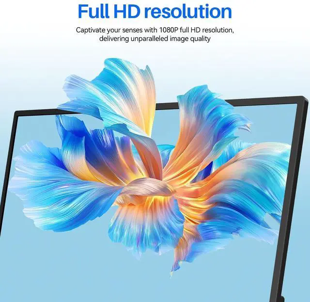 Alt view image 2 of 5 - 14 Inch Touchscreen Portable Monitor 1200P Slim and Lightweight Bezel less FHD IPS HDR Gaming Monitor, Laptop Travel Sub-Monitor with Built-in Speakers and VESA for Laptop Mac PC Xbox PS4/5 Switch