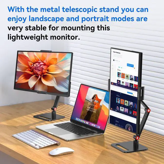 Alt view image 5 of 5 - 14 Inch Touchscreen Portable Monitor 1200P Slim and Lightweight Bezel less FHD IPS HDR Gaming Monitor, Laptop Travel Sub-Monitor with Built-in Speakers and VESA for Laptop Mac PC Xbox PS4/5 Switch