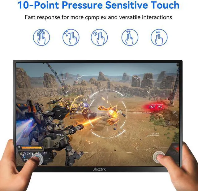 Alt view image 4 of 5 - 14 Inch Touchscreen Portable Monitor 1200P Slim and Lightweight Bezel less FHD IPS HDR Gaming Monitor, Laptop Travel Sub-Monitor with Built-in Speakers and VESA for Laptop Mac PC Xbox PS4/5 Switch