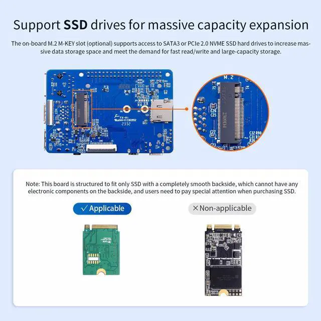 Alt view image 4 of 5 - Orange Pi CM4 8G64GB with Base Board RK3566 Quad Core 64 Bit Single Board Computer, 1.8 GHz Frequency Wi-Fi & Bluetooth 5.0 Integrated RKNN NPU AI Accelerator (8G64G+Base Board)