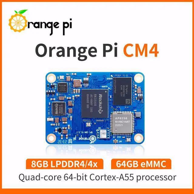Alt view image 5 of 5 - Orange Pi CM4 8G64GB with Base Board RK3566 Quad Core 64 Bit Single Board Computer, 1.8 GHz Frequency Wi-Fi & Bluetooth 5.0 Integrated RKNN NPU AI Accelerator (8G64G+Base Board)