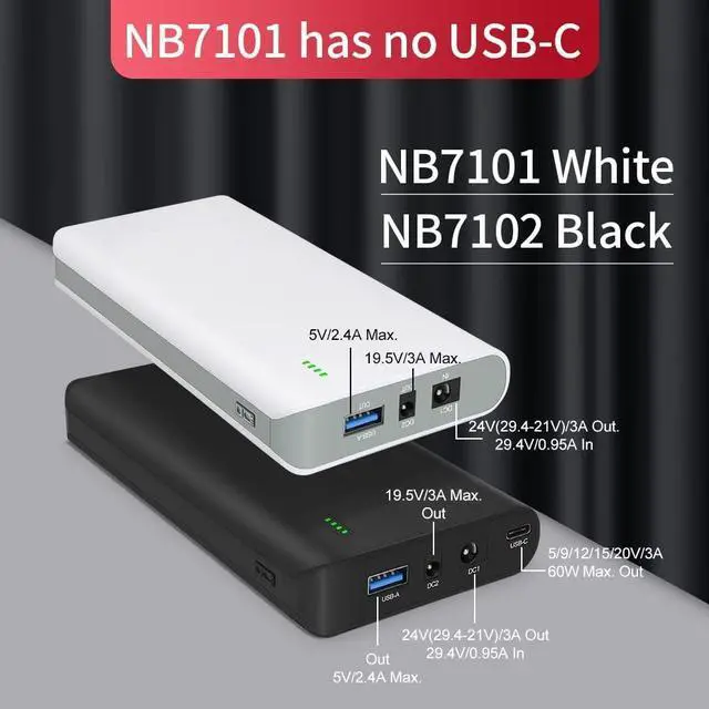 Alt view image 3 of 5 - Talentcell Lithium ion Battery Pack NB7102, Rechargeable 17500mAh 64.75Wh Li-ion Power Bank with DC 24/19/5V and USB-C 5/9/12/15/20V Output for Laptop, Notebook, Smartphone, Camera and More
