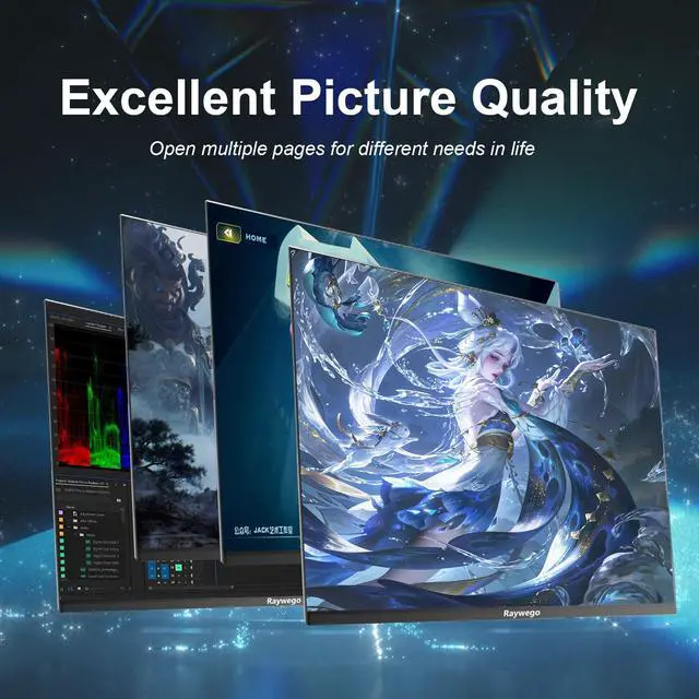 Alt view image 5 of 5 - Raywego 27 inch Gaming Monitor Full HD 1920x1080, 180Hz,1ms, Adaptive-Sync, HDR10,Eye-Care Technology,HDMI, DisplayPort, 3-Side Virtually Borderless Design,Support Wall Mount Install(100x100mm)