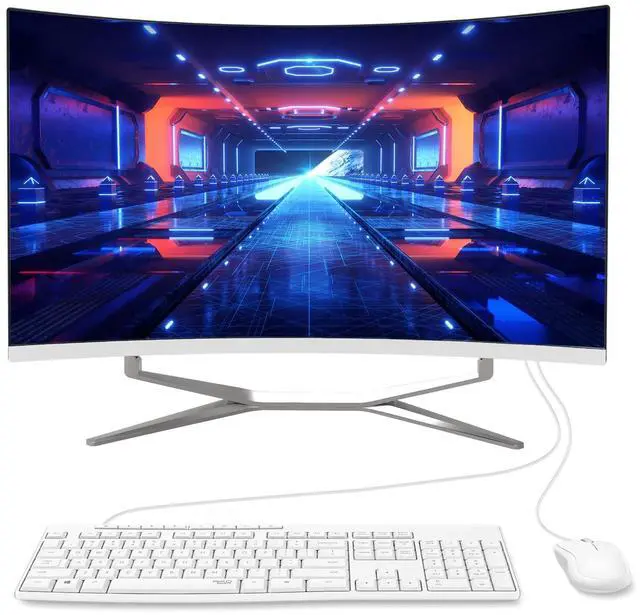 Main image of SIUGHVA 27" Curved FHD All-in-One Desktop PC, N100 Quad-Core Processor, 8GB RAM, 512GB SSD, High-Speed Wired Keyboard & Mouse, Elegant Design - Perfect for Home & Office Use (N100/8GB/512GB)
