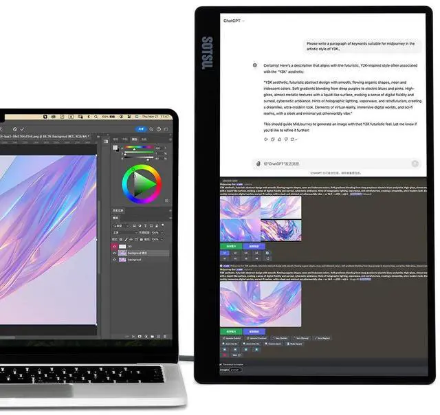 Alt view image 5 of 5 - SOTSU FlipAction Go 14" Premium Portable Monitor SFA14PMMG | Robust but Lightweight | Tempered Glass Cover | 1080p | 400 Nits | 100% sRGB | 5W | Super Versatile | USB C or Mini HDMI