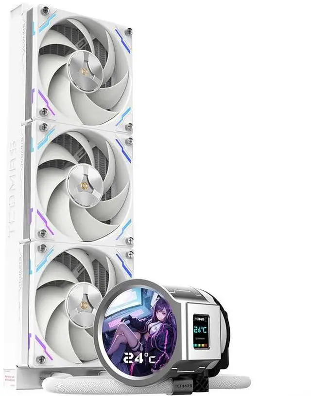 Main image of TCOMAS CPU Liquid Cooling LX800 PRO 360 ARGB 2.8 INCH Customisable IPS + 1.44 INCH LCD Dual Screen Display/Dual Temperature Zone Monitoring/HIGH Performance Fan (White, 360mm)