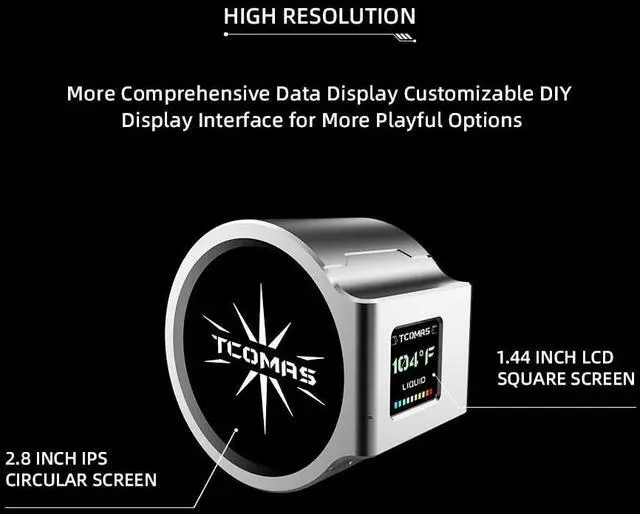 Alt view image 3 of 5 - TCOMAS CPU Liquid Cooling LX800 PRO 360 ARGB 2.8 INCH Customisable IPS + 1.44 INCH LCD Dual Screen Display/Dual Temperature Zone Monitoring/HIGH Performance Fan (White, 360mm)