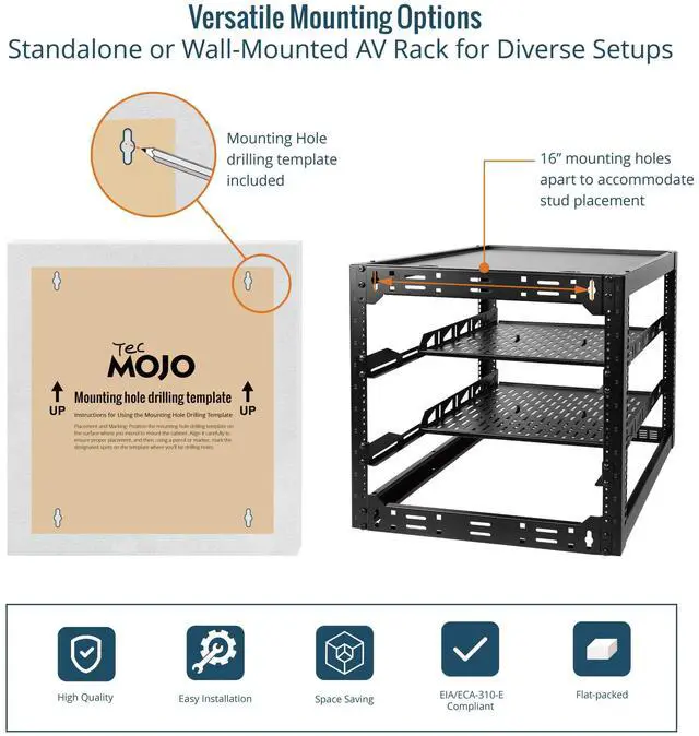 Alt view image 5 of 5 - Tecmojo 12U Open Frame Network Rack & Patch Panel 24 Port, Server Rack with 2 PCS 1U Server Rack Shelf&Hardware, Keystone Patch Panel Cat6/Cat5e/Cat5 with Cable Management