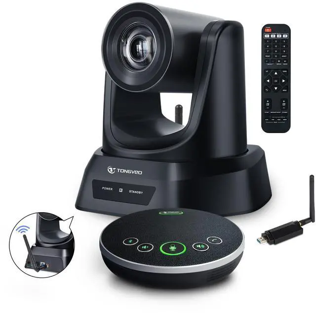 Main image of TONGVEO Wireless Conference Room Webcam, Church Live Streaming 20X USB 1080P 60fps PTZ Camera for Worship Services Online Conference, Works with Zoom, Skype OBS Easy to Set Up