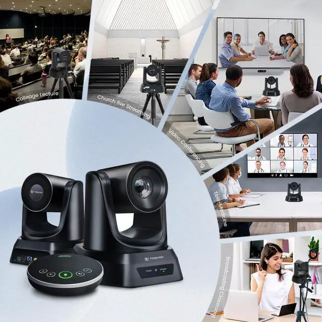 Alt view image 4 of 5 - TONGVEO Wireless Conference Room Webcam, Church Live Streaming 20X USB 1080P 60fps PTZ Camera for Worship Services Online Conference, Works with Zoom, Skype OBS Easy to Set Up