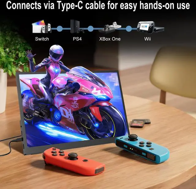 Alt view image 4 of 5 - 4K Portable Monitor, 15.6 Inch Screen Extender 3240×2160 UHD, 500 Nits 100% sRGB with 45° Adjustable Stand, HDMI & USB-C Computer Display for Travel Monitor Laptop & PC Mac Phone PS4 PS5 Switch