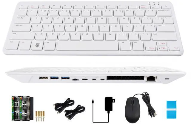 Main image of Pi 500 Basic Kit, Powerful Keyboard Computer, Same Quad-Core 64-bit Arm Processor and RP1 I/O Controller of RPi 5, Support WIFI/Bluetooth, Comes with Official RPi Micro SD Card 32GB,etc ( 6 Items)
