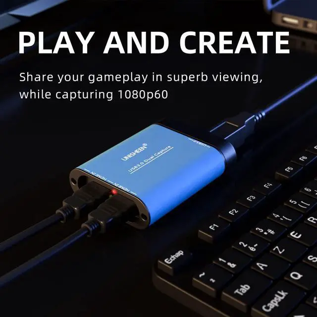 Alt view image 2 of 5 - Unisheen Dual Input Capture Card - HDMI to USB 3.0 Video Capture Device, 1080P 60fps UVC YUV422 PnP HD Video Grabber Converter for Game Recording & Live Streaming - No Drivers Needed