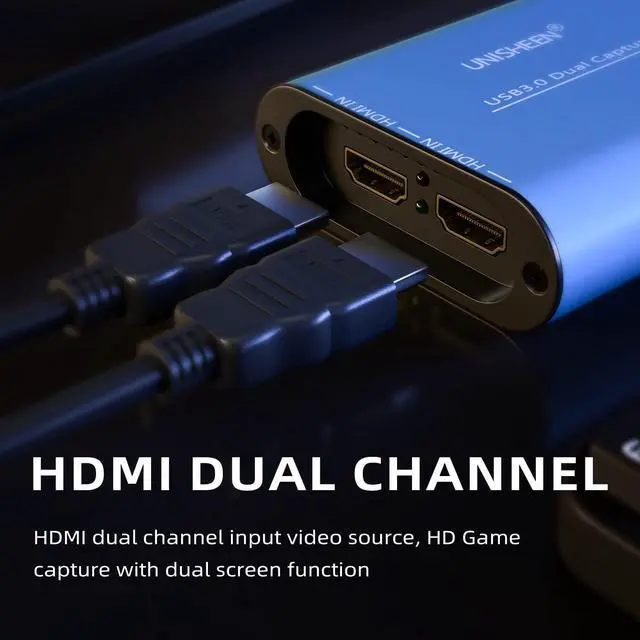 Alt view image 3 of 5 - Unisheen Dual Input Capture Card - HDMI to USB 3.0 Video Capture Device, 1080P 60fps UVC YUV422 PnP HD Video Grabber Converter for Game Recording & Live Streaming - No Drivers Needed