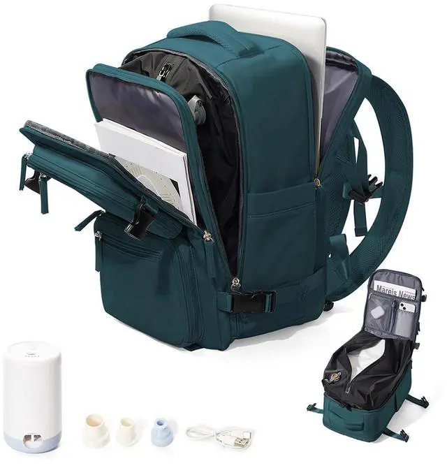 Main image of Vacuum Backpack Travel, Airback Backpack with Pump Personal Item Carry On Bag Flight Approved Laptop Work Seal Compression Backpacks Men Women Vacpack Waterproof Business College Casual Daypack Blue