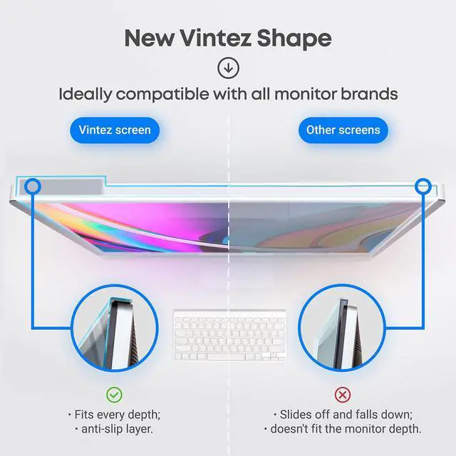 Alt view image 5 of 5 - VINTEZ 27 Inch 16:9 and 23-24 Inch 16:9/16:10 Blue Light Blocking Screen Protector Panel Anti-UV Eye Protection Filter for Widescreen Laptop and Monitor Frame Hanging Type - Blue Light Filter Bundle