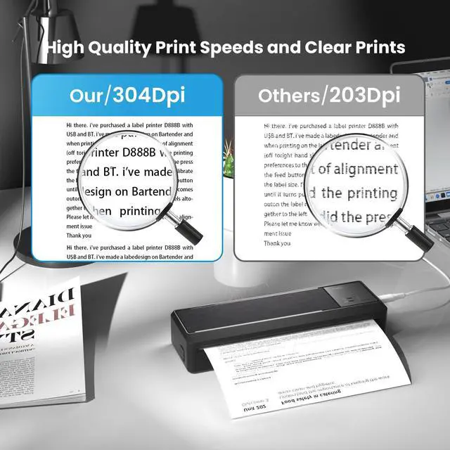 Alt view image 3 of 5 - vretti Portable Printer Wireless for Travel, P83 Wireless inkless with 304DPI, Portable Thermal Printer, Instant Printing, Support US Letter&A4&B5, Inkless Printer for iOS&Android