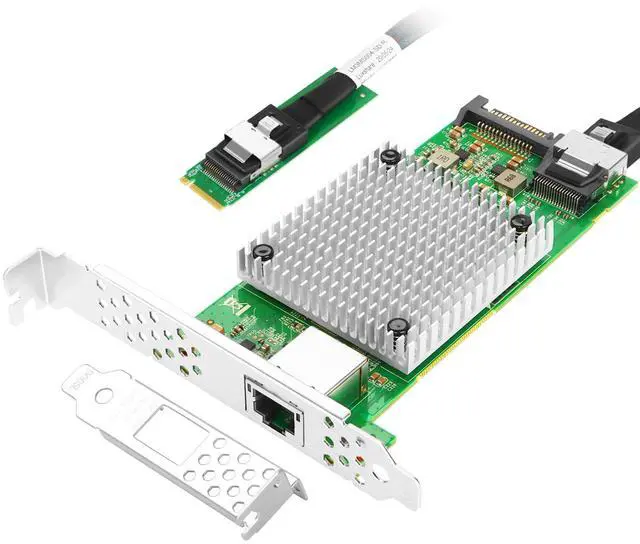 Main image of Vogzone M.2 to 10GbE RJ45 NIC, Single RJ45 Port with Intel 82599 chip, M.2 + M Key + SFF-8087 with 35cm(13.7in) Cable, 10 Gigabit Network Card for Windows, Linux, UEFI