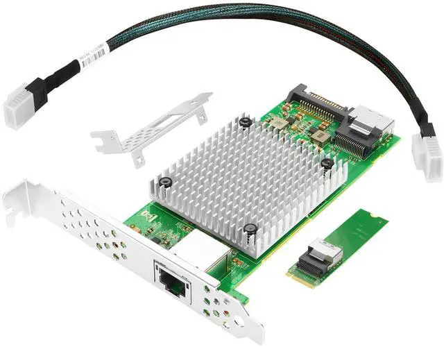 Alt view image 5 of 5 - Vogzone M.2 to 10GbE RJ45 NIC, Single RJ45 Port with Intel 82599 chip, M.2 + M Key + SFF-8087 with 35cm(13.7in) Cable, 10 Gigabit Network Card for Windows, Linux, UEFI