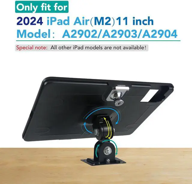 Alt view image 2 of 5 - WeSTRUGGLE On Wall Mount Bracket for 11'' iPad Air(M2) 2024 :,Excluding Other 11" iPad,with Lock &Key, Multi Angle Design,Metal,(Black)