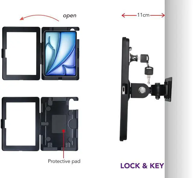 Alt view image 5 of 5 - WeSTRUGGLE On Wall Mount Bracket for 11'' iPad Air(M2) 2024 :,Excluding Other 11" iPad,with Lock &Key, Multi Angle Design,Metal,(Black)