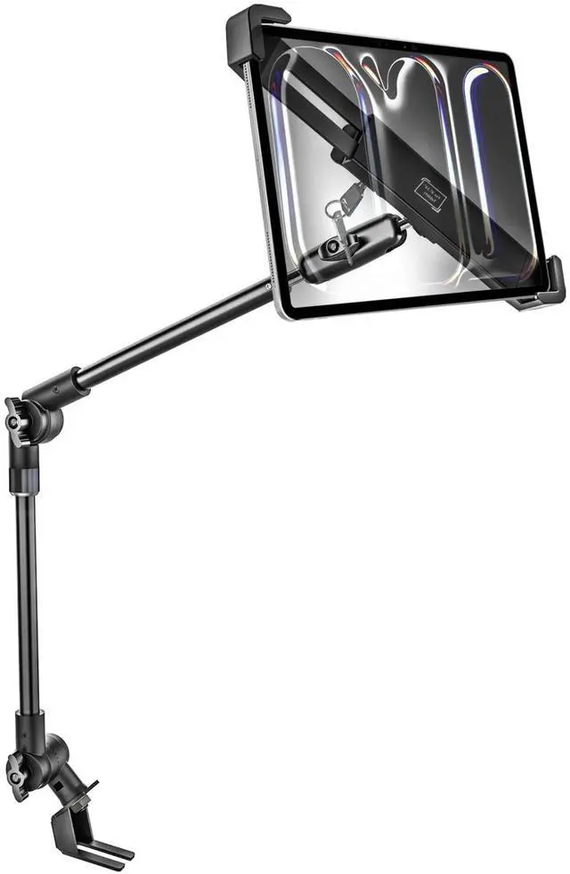 Main image of Woleyi Anti-Theft Locking Car or Truck Seat Rail Tablet Mount, Heavy Duty Car Floor Security Holder with 360 Rotation Foldable Arm for 9-14" Tablets, iPad Pro, Air, Galaxy Tabs, Fire HD, Surface