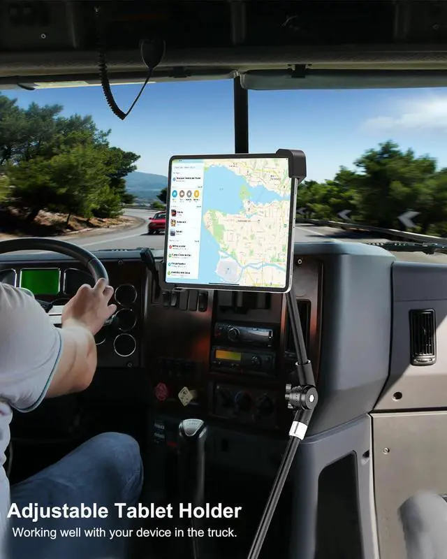 Alt view image 5 of 5 - Woleyi Anti-Theft Locking Car or Truck Seat Rail Tablet Mount, Heavy Duty Car Floor Security Holder with 360 Rotation Foldable Arm for 9-14" Tablets, iPad Pro, Air, Galaxy Tabs, Fire HD, Surface