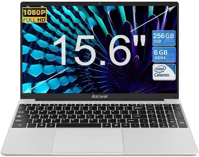 Main image of WOZIFAN 15.6" Traditional Laptop 6 GB DDR4 256 GB SSD J4105 (Up to 2.5Ghz) 4-Core Win 11 PC 1920x1080 FHD Dual WiFi BT 4.2 Support 1TB SSD Expand with Wireless Mouse for Work Entertainment-Silver