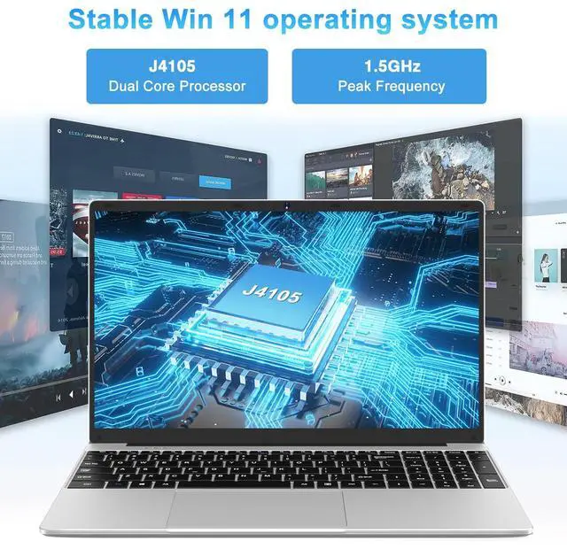 Alt view image 2 of 5 - WOZIFAN 15.6" Traditional Laptop 6 GB DDR4 256 GB SSD J4105 (Up to 2.5Ghz) 4-Core Win 11 PC 1920x1080 FHD Dual WiFi BT 4.2 Support 1TB SSD Expand with Wireless Mouse for Work Entertainment-Silver
