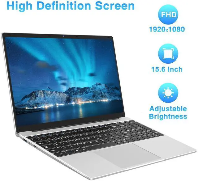 Alt view image 4 of 5 - WOZIFAN 15.6" Traditional Laptop 6 GB DDR4 256 GB SSD J4105 (Up to 2.5Ghz) 4-Core Win 11 PC 1920x1080 FHD Dual WiFi BT 4.2 Support 1TB SSD Expand with Wireless Mouse for Work Entertainment-Silver
