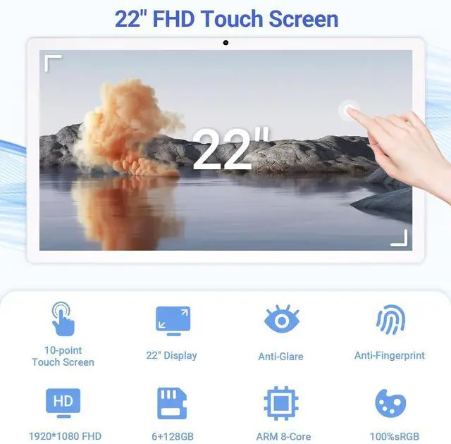Alt view image 3 of 5 - WinTang 22-Inch Portable TV on Wheels, 1080p Portable Touch Screen Monitor, Smart Rolling TV Built-in 13MP Camera, Built-in Battery Operated TV | Android 13 | 6+128G
