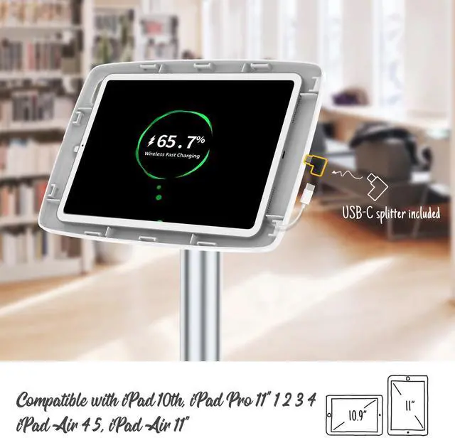 Alt view image 5 of 5 - Beelta Tablet Floor Stand Anti-Theft Adjustable - Compatible with 10.9" iPad 10th, Pro 11" 1 2 3 4, Air 4 5, Air 11", iPad 11"(A16) - BSF302A