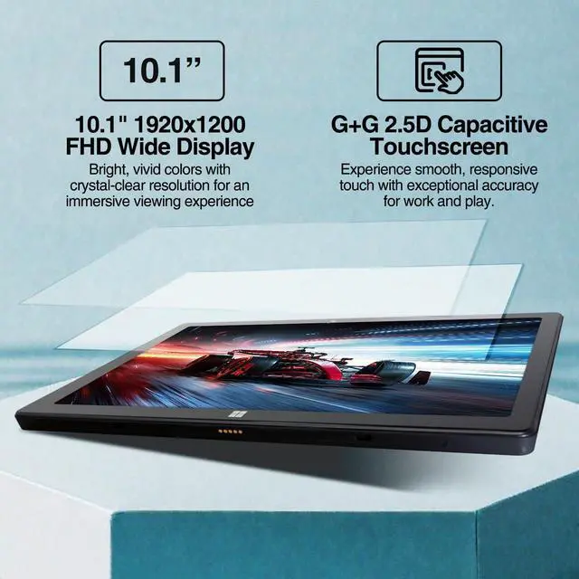 Alt view image 4 of 5 - Fusion5 10.1" Windows 11 Professional Tablet PC - Intel 13th Gen - Full HD Windows Tablet Computer - 8GB RAM, 256GB SSD Storage, Quad-Core CPU, 10 Inch, USB 3.0, Micro HDMI, Expandable Storage