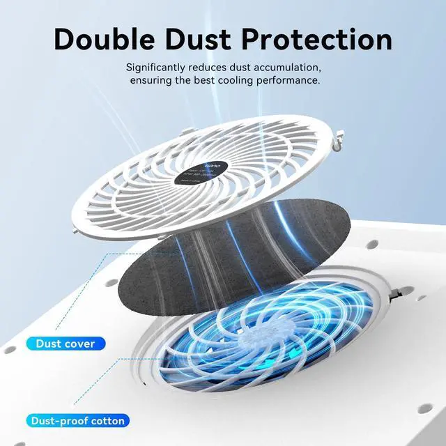 Alt view image 5 of 5 - llano RGB Laptop Cooling Pad, White, Powerful Turbofan, Quiet Cooling, Touch Control, LCD Screen, Seal Foam, 15-19in Laptops