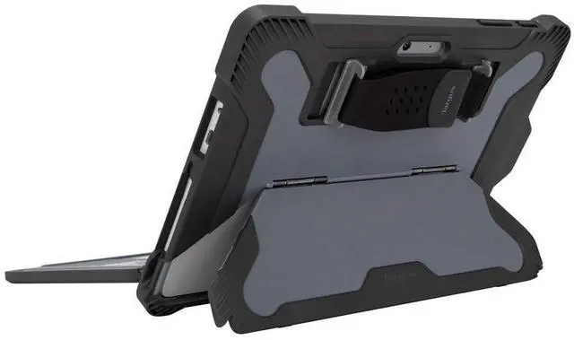 Alt view image 3 of 5 - Targus SafePort Rugged Microsoft Surface Go 2 and Surface Go Case Cover with Hands Free Kickstand, Military Grade Drop-Safe Protection, Stylus Holder, Secure Closure, Gray (THD491GL) Black