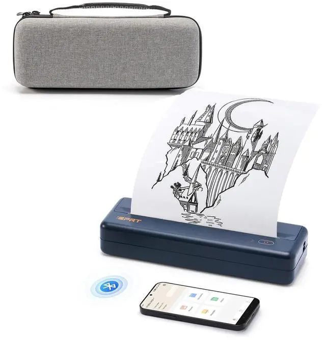 Main image of iDPRT MT890 Portable Wireless Printer with Case- with Thermal A4 Paper, Bluetooth Inkless Printer for Travel/Home