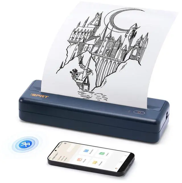 Alt view image 2 of 5 - iDPRT MT890 Portable Wireless Printer with Case- with Thermal A4 Paper, Bluetooth Inkless Printer for Travel/Home