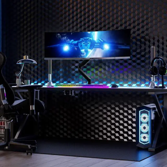 Alt view image 3 of 5 - Mount-It! Heavy Duty Monitor Arm for 49", 57" & Ultrawide Monitors, Full Motion Gas Spring | Holds 55 lbs | Tilt, Swivel & Rotate | VESA 75 & 100 | Clamp & Grommet Base | Fits Samsung Odyssey G9