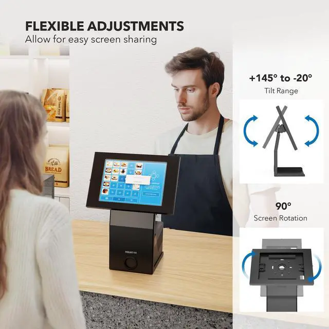 Alt view image 2 of 5 - Mount-It! iPad Kiosk Stand with Printer Shelf - Locking Anti-Theft Tablet Enclosure for POS, Retail & Business - Rotating & Tilting Secure Checkout Stand for iPad 7-10, Air & Pro