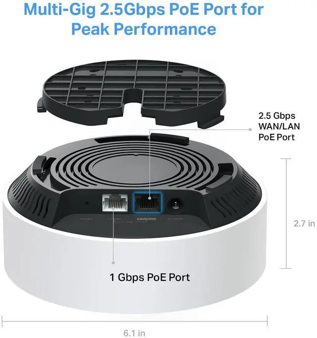 Alt view image 3 of 5 - TP-Link Deco AX3000 PoE Mesh WiFi(Deco X50-PoE), Ceiling/Wall-Mountable WiFi 6 Mesh, Replacing WiFi Router, Access Point and Range Extender, PoE-Powered, 2 PoE Ports(1 x 2.5G, 1 x Gigabit), 3-Pack
