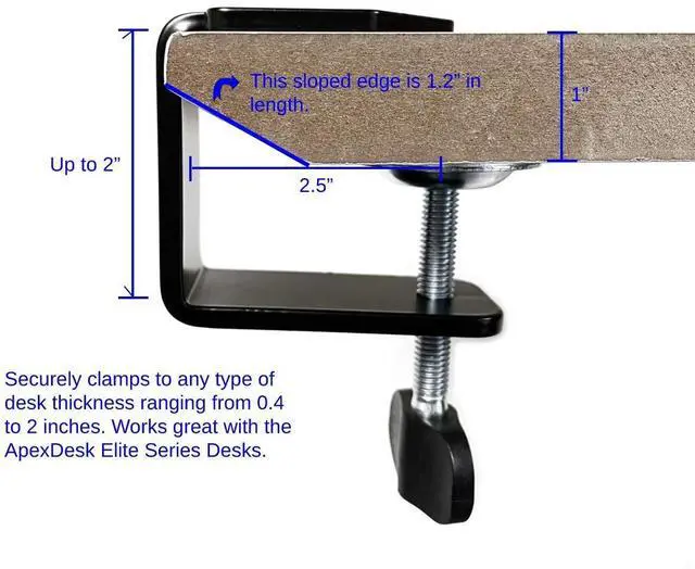 Alt view image 5 of 5 - ApexDesk Dual Monitor Arm Desk Mount - Adjustable Height Gas Spring - VESA Mount with C Clamp & Mounting Base - Computer Monitor Stand for Screen up to 32 inch - Holds up to 20 lbs., Black (DMM-24)