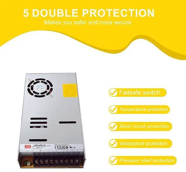 Alt view image 4 of 5 - Mean Well LRS-600-12 600W 12V AC-DC Single Output Switching Power Supply - Industrial Grade, High Efficiency for Automation, Robotics, CNC, Packaging Machinery